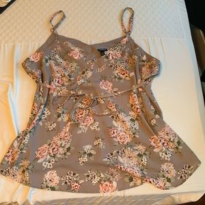 Floral tank top with tie waist